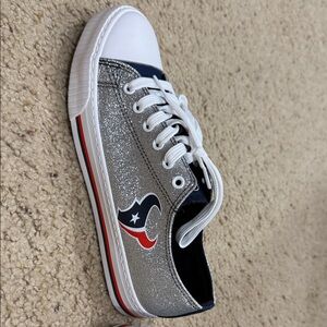 Silver Glitter Houston Texans Sneakers with Logo never worn